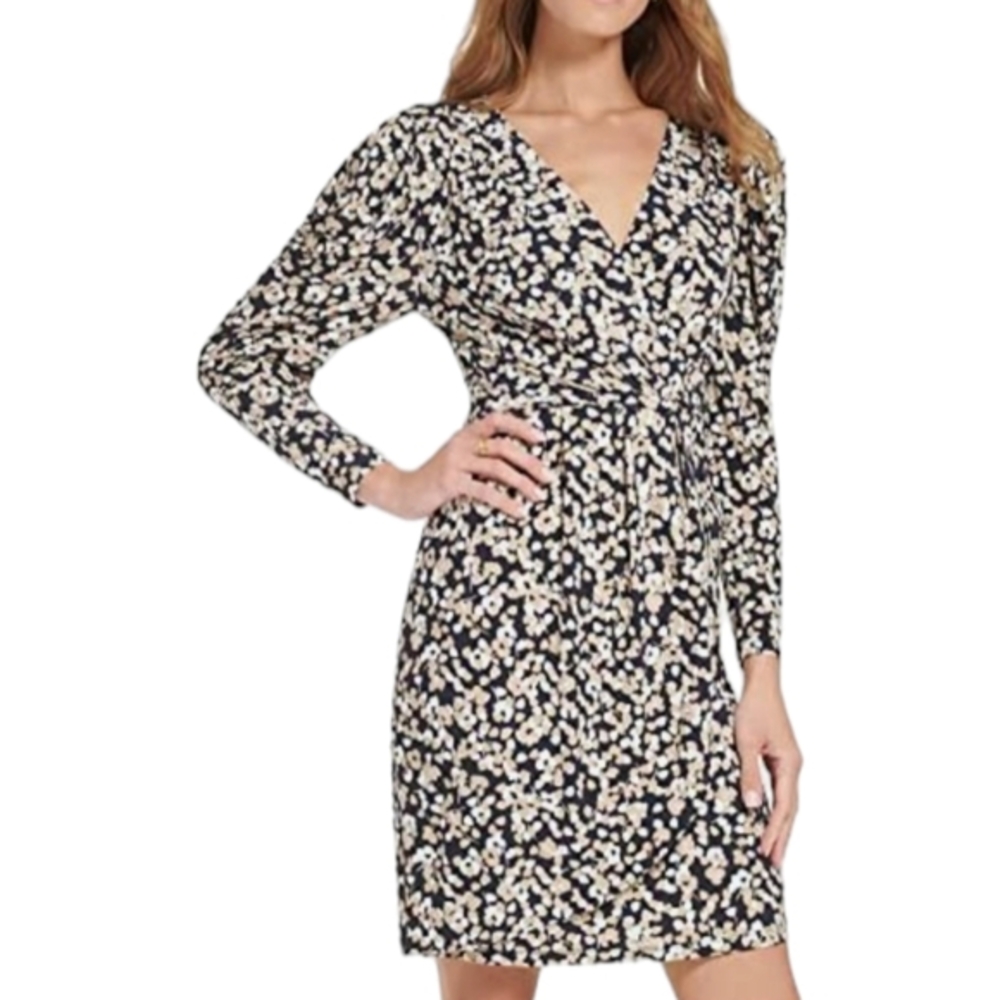 Tommy Hilfiger Women's Long  Sleeve Jersey up to Knee with V Neck Dress Size 14W